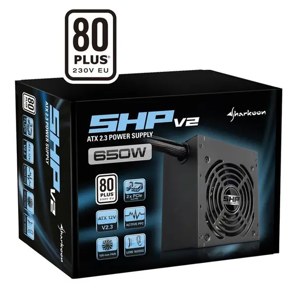 پاور شارکن مدل اس اچ پی وی 2 با توان 650 وات Sharkoon SHP V2 650W 80PLUS Power Supply