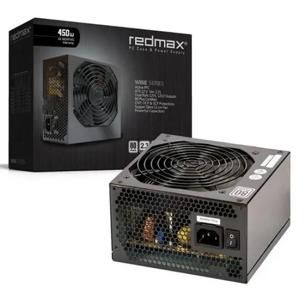 پاور کامپیوتر رد مکس سری وایز اکتیو با توان 450 وات Computer Power Supply Redmax Wise Series 80Plus Active PFC 450W