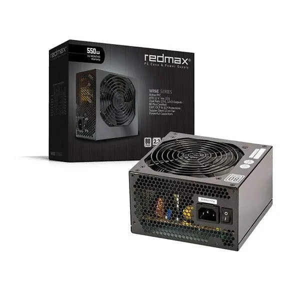 پاور کامپیوتر رد مکس سری وایز اکتیو با توان 550 وات Redmax Wise Series 80Plus Active PFC 550W Computer Power Supply