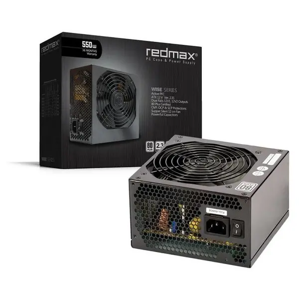 پاور کامپیوتر رد مکس سری وایز اکتیو با توان 550 وات Redmax Wise Series 80Plus Active PFC 550W Computer Power Supply