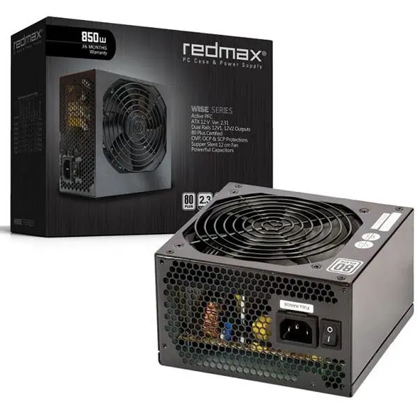 پاور کامپیوتر رد مکس مدل Pro Wise Series 80Plus Active PFC 850W Computer Power Supply Redmax Pro Wise Series 80Plus Active PFC 850W