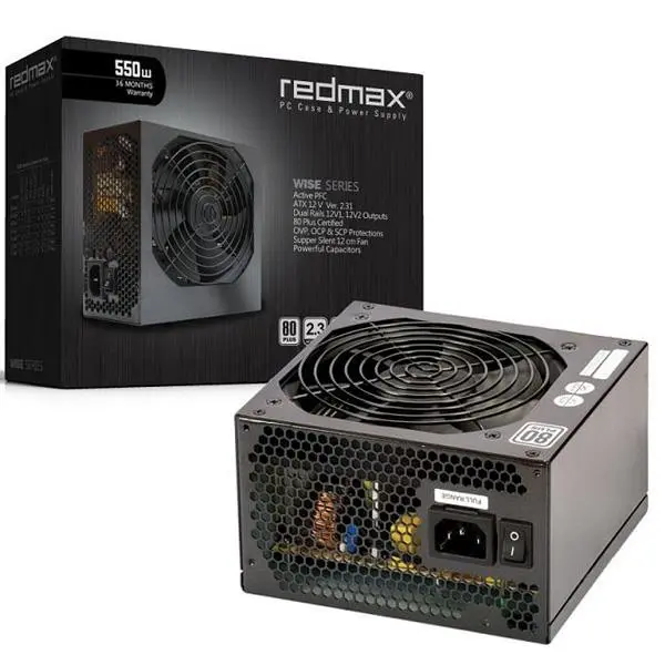 پاور کامپیوتر رد مکس مدل Wise Series 80Plus Active PFC 550W Computer Power Supply Redmax Wise Series 80Plus Active PFC 550W
