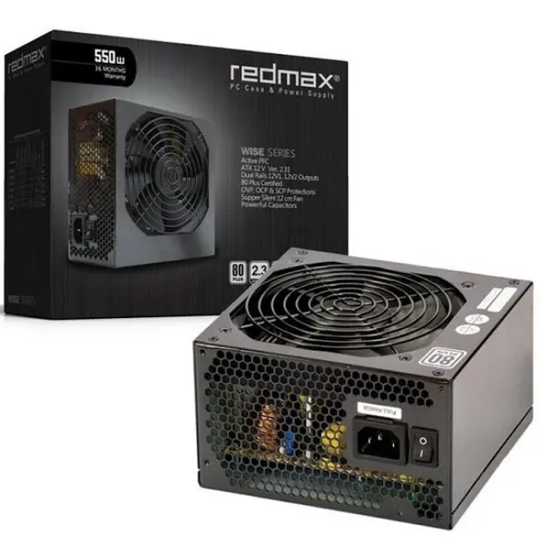 پاور کامپیوتر رد مکس مدل Wise Series 80Plus Active PFC 550W Computer Power Supply Redmax Wise Series 80Plus Active PFC 550W