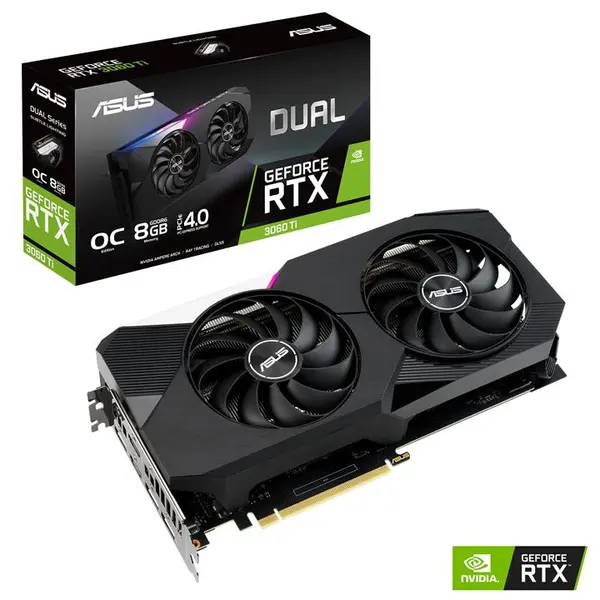 کارت گرافیک ایسوس ASUS Dual RTX 3060 TI O8G Graphics Card: Asus Dual RTX 3060 Ti OC 8GB - 3