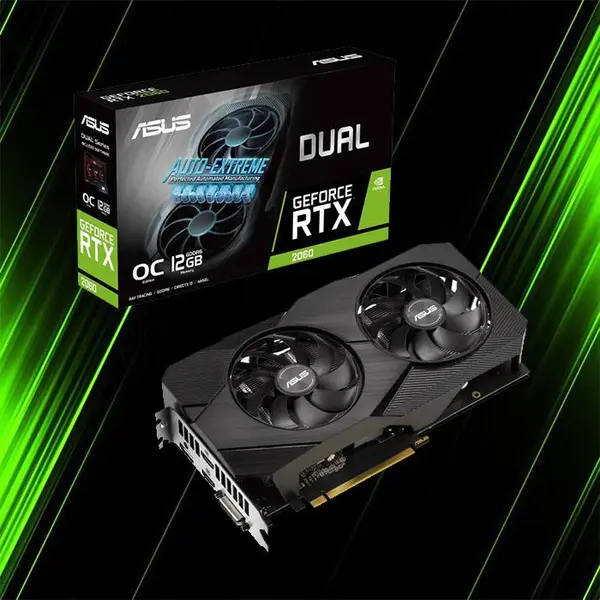 کارت گرافیک ایسوس Dual GeForce RTX 2060 EVO OC Edition 12GB ASUS Dual GeForce RTX 2060 EVO OC Edition 12GB GDDR6 Graphics Card - 2