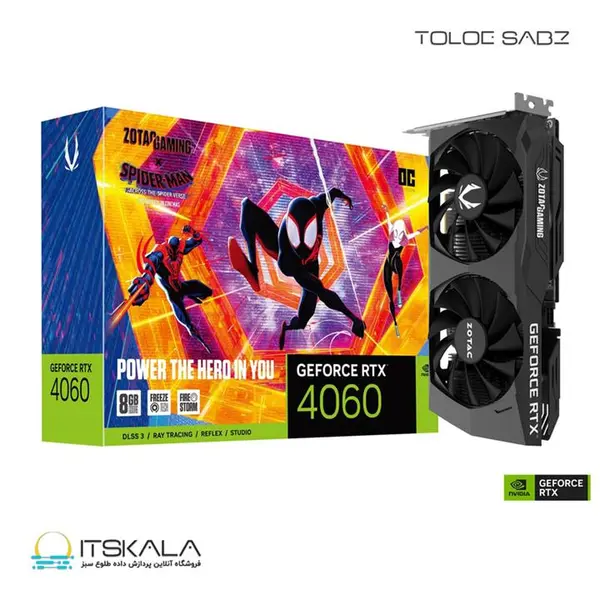 کارت گرافیک زوتاک GeForce RTX 4060 8GB OC Spider-Man Zotac GeForce RTX 4060 Spider Man OC 8GB Gaming Graphic Card