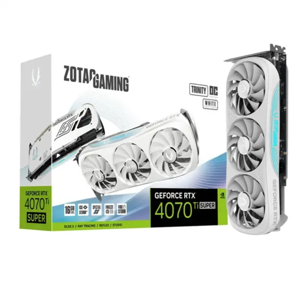 Zotac GAMING GeForce RTX 4070 Ti SUPER Trinity OC White EditionGDDR6X Graphics Card - 2