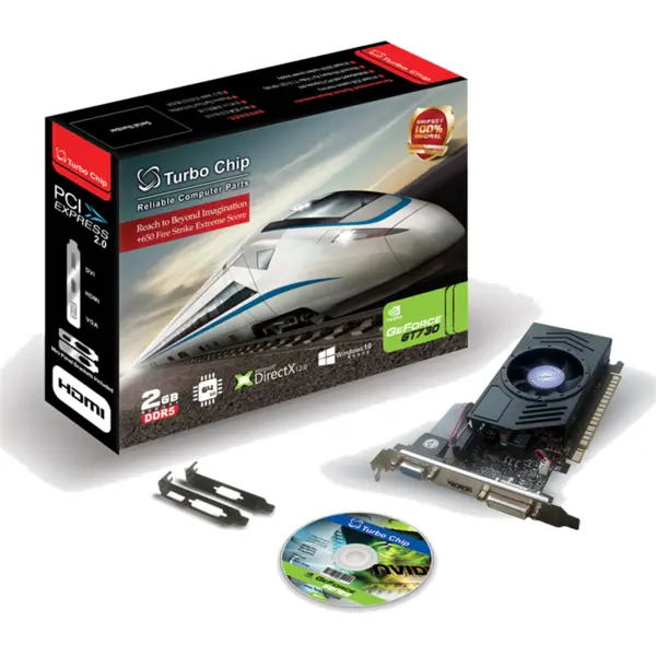 کارت گرافیک توربو چیپ مدل جی تی 730 با حافظه 2 گیگابایت Turbo Chip GT 730 2G D3 128bit Graphics Card