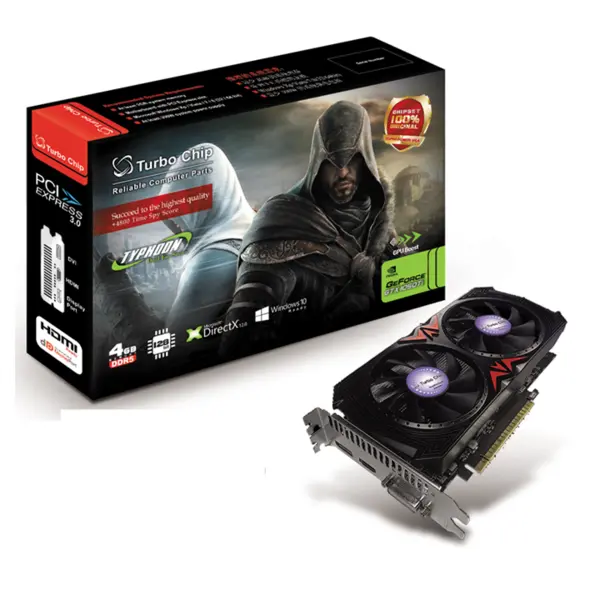 کارت گرافیک توربو چیپ مدل TYPHOON GTX1050TI-4GD5 با حافظه 4 گیگابایت Turbo Chip TYPHOON GTX1050TI-4GD5 Graphics Card