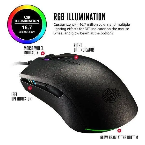 موس کولرمستر مسترموس پرو ال گیمینگ Cooler Master MasterMouse Pro L Gaming - 3