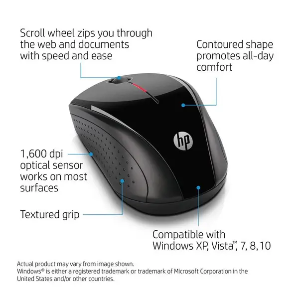 ماوس بی سیم گیمینگ طرح HP مدل H3000 HP x3000 Wireless Mouse, Black H2C22AA#ABL