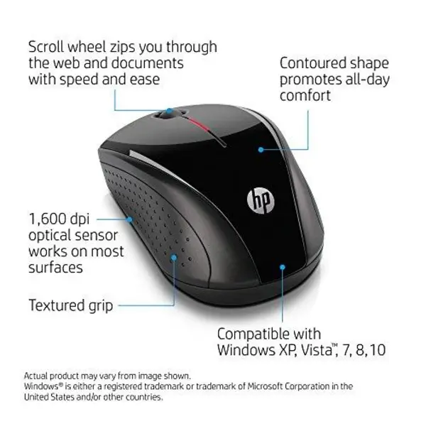 ماوس بی سیم گیمینگ طرح HP مدل H3000 HP x3000 Wireless Mouse, Black H2C22AA#ABL
