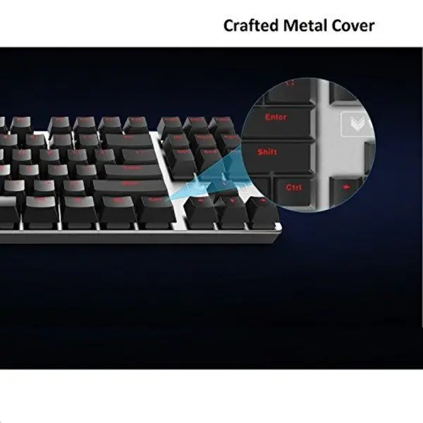 صفحه کلید مکانیکی صفحه کلید RAPOO Gaming 87 کلید با طراحی جمع و جور ، طراحی ارگونومیک ، روکش آلیاژ آلومینیوم فلزی برای رایانه ، سوئیچ رایانه ای-آبی RAPOO Gaming Keyboard Mechanical Keyboard 87 Keys with Compact, Ergonomic Design, Metal Aluminum Alloy Cover for PC, Computer-Blue Switch - 4
