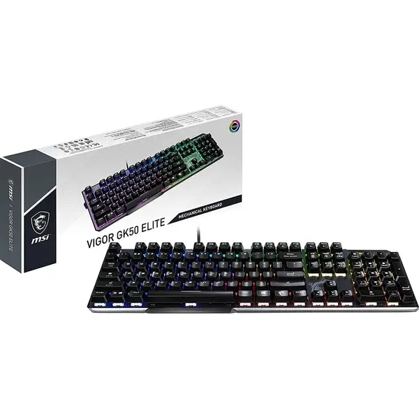 کیبورد گیمینگ ام اس ای MSI Gear Backlit RGB LED مدل Vigor GK50 Elite BW-