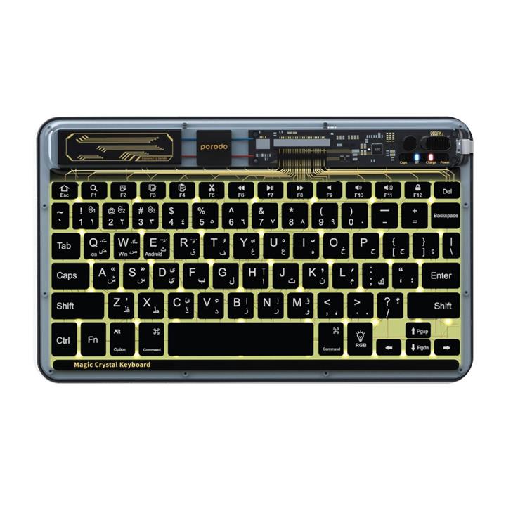 کیبورد وایرلس پرودو مدل Porodo Crystal Shell Ultra-Slim Keyboard PD-TRPBTKB-BK