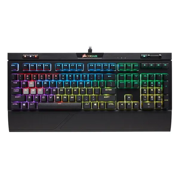 کیبورد گیمینگ باسیم کورسیر مدل STRAFE RGB MK.2 Red Switch CORSAIR Strafe RGB MK.2 Mechanical Gaming Keyboard - USB Passthrough - Linear and Quiet - Cherry MX Red Switch - RGB LED Backlit