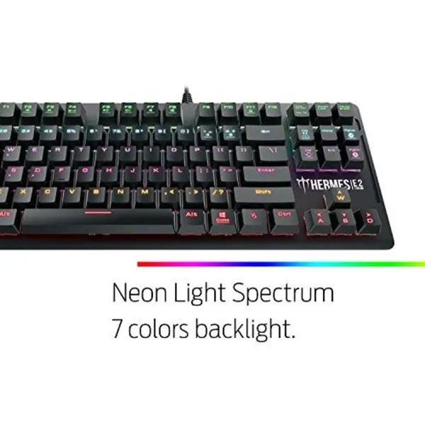 GAMDIAS Hermes E2 7 Color Backlit Gaming Mechanical Keyboard, 87 Keys, Blue Switches, Anti-ghosting, Multimedia Control Keys, with Metal Plate Hermes E2