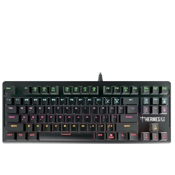 GAMDIAS Hermes E2 7 Color Backlit Gaming Mechanical Keyboard, 87 Keys, Blue Switches, Anti-ghosting, Multimedia Control Keys, with Metal Plate Hermes E2
