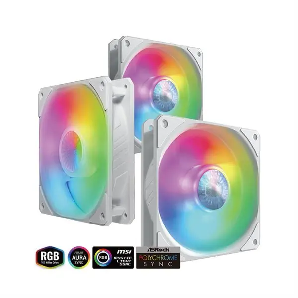 فن خنک کننده کولر مستر مدل COOLER MASTER SICKLEFLOW 120 ARGB White Edition 3 In 1