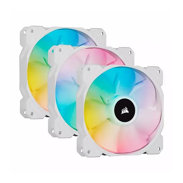 فن کیس کورسیر iCUE SP120 RGB ELITE White بسته 3 عددی Corsair iCUE SP120 RGB ELITE White 3IN1 120MM Case Fan