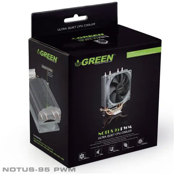 فن خنک کننده پردازنده گرین مدل نوتوس 95 پی دبلیو ام Green Notus-95 PWM CPU Cooler