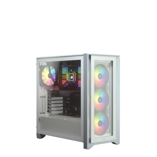 Corsair iCUE 4000X RGB Tempered Glass Mid-Tower ATX Case – White