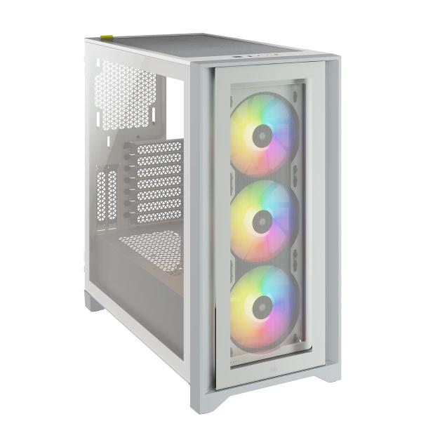 Corsair iCUE 4000X RGB Tempered Glass Mid-Tower ATX Case – White