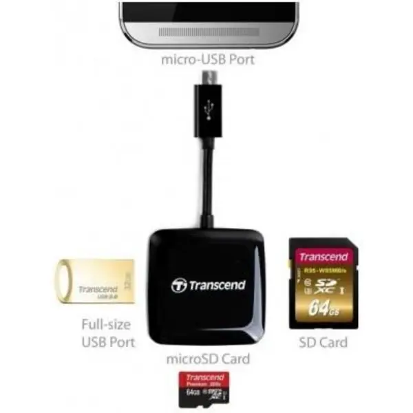 رم ریدر گوشی ترنسند مدل پی 9 Transcend RDP9 OTG Card Reader