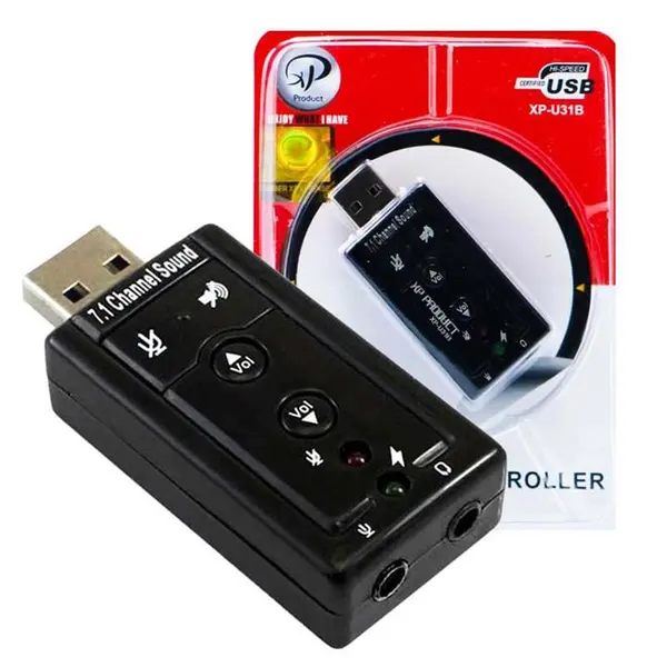 کارت صدای اکسترنال 7٫1Channel Sound USB XP با دکمه کنترل و تنظیمات صدا