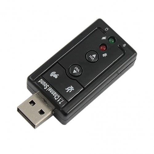 کارت صدای اکسترنال  7٫1Channel Sound USB XP با دکمه کنترل و تنظیمات صدا