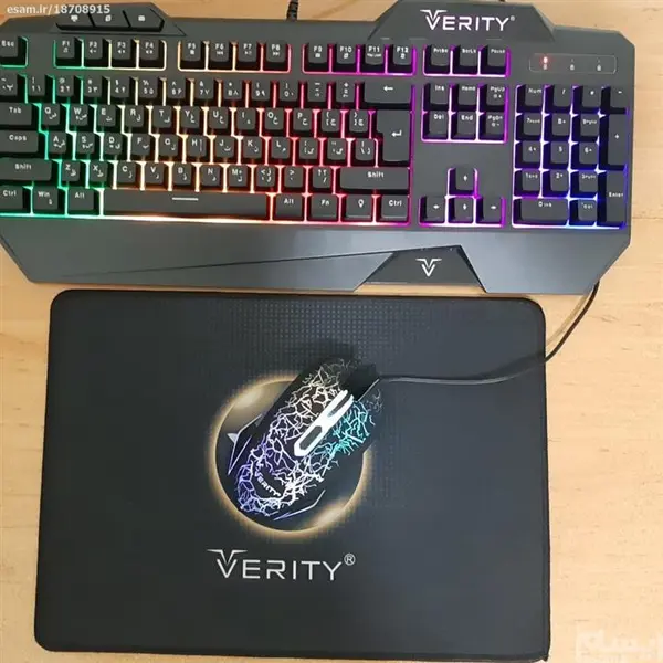 کیبرد و ماوس مخصوص بازی Verity مدل V-KB6111GCW همراه با ماوس پد