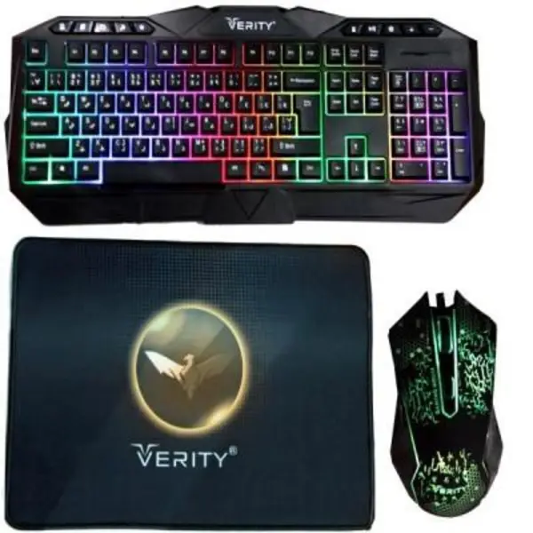کیبورد و ماوس مخصوص بازی وریتی مدل V-KB6110GCW به همراه ماوس پد