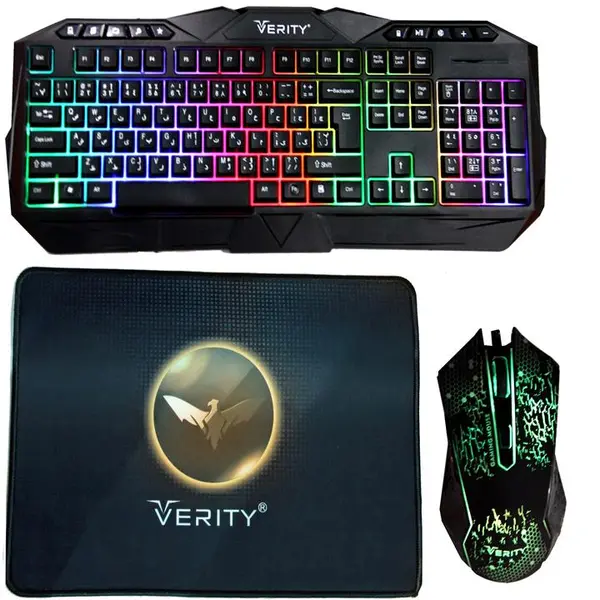 کیبورد و ماوس مخصوص بازی وریتی مدل V-KB6110GCW به همراه ماوس پد