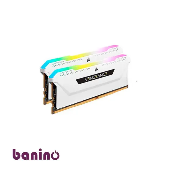 رم کورسیر دوکاناله 16 گیگابایت Vengeance RGB PRO 3200MHZ CL16 Corsair VENGEANCE RGB PRO White DDR4 16GB 3200MHz CL16 Dual Channel Ram - 3