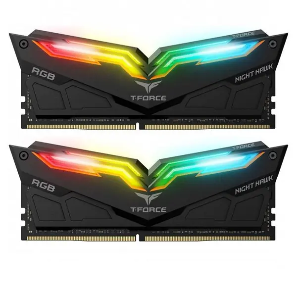 3000 Ram 16GB 8GB×2 TeamGroup T-Force Night Hawk DDR4 رم تیم گروپ RAM: Team Group T-Force Night Hawk RGB 2×8GB=16GB DDR4 3200MHz CL16 - 3