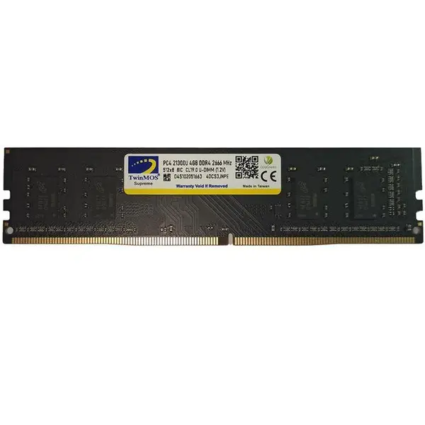 رم دسکتاپ DDR4 تک کاناله 2666 مگاهرتز CL19 تواینموس مدل 4DCS3JMPE ظرفیت 4 گیگابایت TwinMos 4DCS3JMPE 4GB DDR4 2666MHz CL19 Desktop Ram