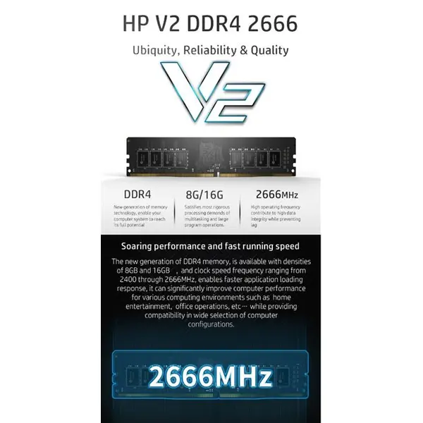 رم دسکتاپ DDR4 تک کاناله 2666 مگاهرتز اچ پی مدل V2 ظرفیت 4 گیگابایت V2 DDR4 4GB 2666MHz Single Desktop RAM - 2