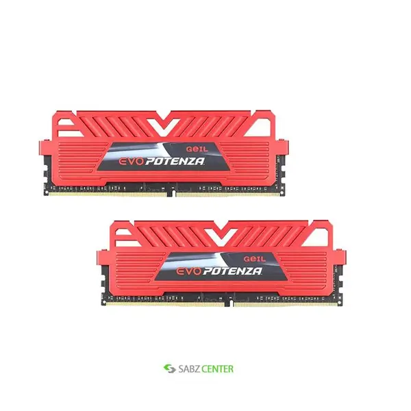 رم دسکتاپ DDR4 دو کاناله 3000 مگاهرتز CL15 گیل مدل Potenza ظرفیت 16 گیگابایت Geil Evo Potenza DDR4 3000MHz CL15 Dual Channel Desktop RAM - 16GB - 4