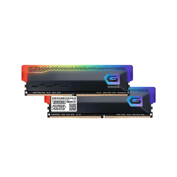 رم دسکتاپ DDR4 دو کاناله 3200 مگاهرتز CL16 گیل مدل ORION RGB AMD ظرفیت 32 گیگابایت RAM: Geil Orion RGB 2×16GB=32GB DDR4 3200MHz CL16 - 3