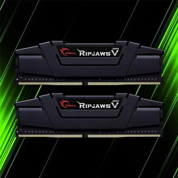 رم دسکتاپ DDR4 دو کاناله 3200 مگاهرتز CL16 جی اسکیل مدل Ripjaws V ظرفیت 16 گیگابایت G.SKILL RIPJAWS V DDR4 3200MHz CL16 Dual Channel Desktop RAM 16GB