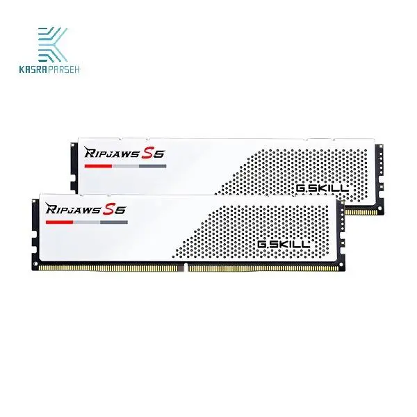 رم دسکتاپ DDR5 دو کاناله 5200 مگاهرتز CL36 جی اسکیل مدل Ripjaws S5 ظرفیت 32 گیگابایت Ram G.Skill 32GB RipJaws CL36 DDR5 5200Mhz Dual