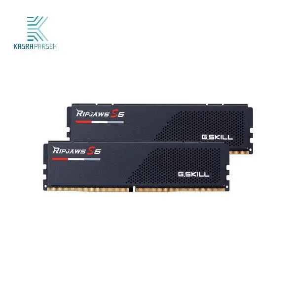 رم دسکتاپ DDR5 دو کاناله 6000 مگاهرتز CL32 جی اسکیل مدل Ripjaws S5 Black ظرفیت 32 گیگابایت G.Skill RipJaws 64GB 6000Mhz CL32 DDR5 Dual Desktop RAM