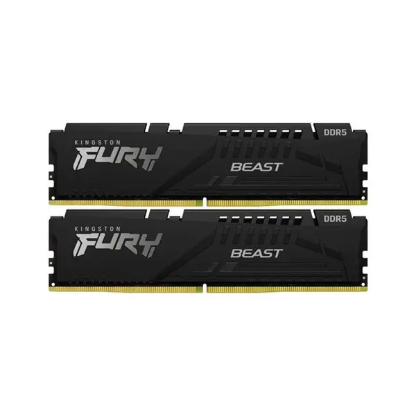 رم دسکتاپ DDR5 دو کاناله 6000 مگاهرتز CL40 کینگستون مدل Fury Beast Non ECC DIMM ظرفیت 32 گیگابایت Ram Kingston Fury Beast 32GB 6000MHz DDR5 CL40 DUAL