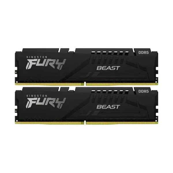 رم دسکتاپ DDR5 دو کاناله 6000 مگاهرتز CL40 کینگستون مدل Fury Beast Non ECC DIMM ظرفیت 32 گیگابایت Ram Kingston Fury Beast 32GB 6000MHz DDR5 CL40 DUAL