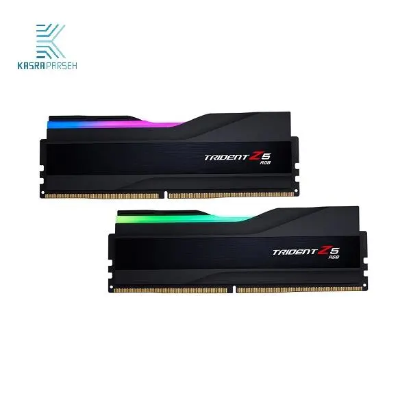 رم دسکتاپ DDR5 دو کاناله 6400 مگاهرتز CL32 جی اسکیل مدل Trident Z5 RGB Black ظرفیت 32 گیگابایت G.SKILL Trident Z5 RGB Black 32GB 6400MHZ CL32 DDR5 Dual Channel Desktop RAM