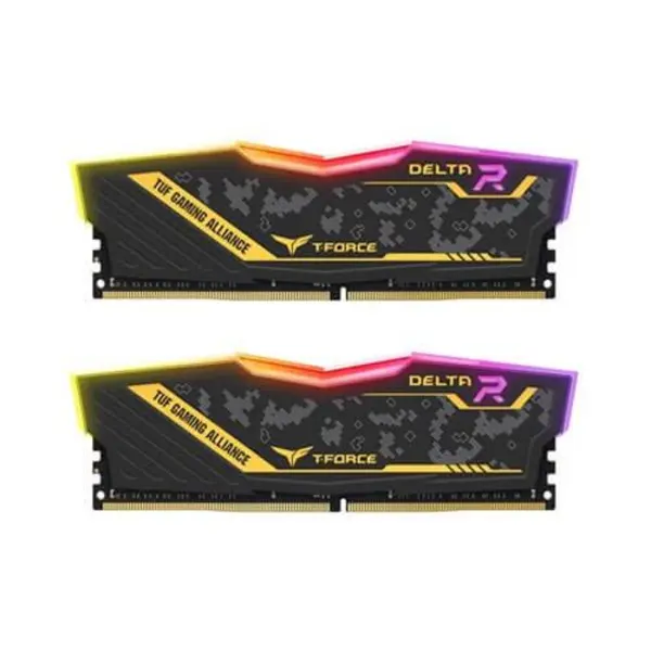 رم تیم گروپ DELTA TUF RGB 32GB 16GBx2 3200Mhz CL16 Team Group DELTA TUF Gaming Alliance RGB 32GB2x16GB DDR4 3200MHz CL16 Desktop RAM - 5