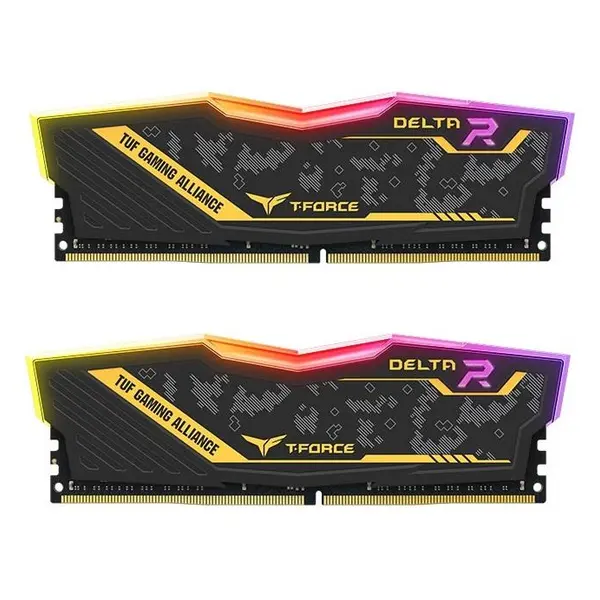 رم تیم گروپ DELTA TUF RGB 32GB 16GBx2 3200Mhz CL16 Team Group DELTA TUF Gaming Alliance RGB 32GB2x16GB DDR4 3200MHz CL16 Desktop RAM - 4