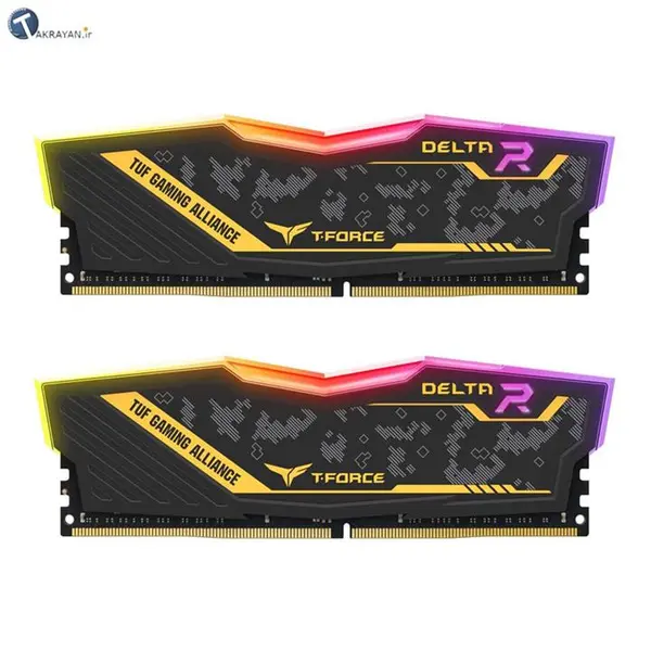 رم کامپیوتر تیم گروپ مدل NIGHT HAWK RGB دو کاناله 32 گیگابایت فرکانس 3200 مگاهرتز RAM: Team Group T-Force Night Hawk RGB 2×16GB=32GB DDR4 3200MHz CL16 - 5