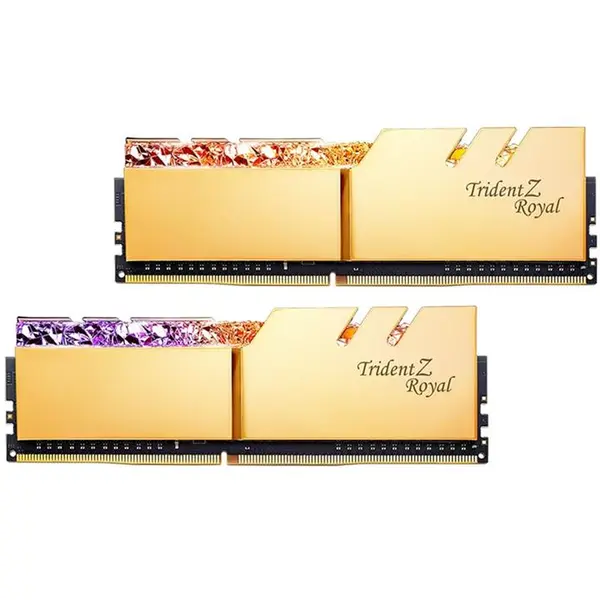 رم جی اسکیل Trident Z Royal Gold 64GB 32GBx2 3200MHz CL16 RAM: GSkill Trident Z Royal Gold 2×32GB=64GB DDR4 3200MHz CL16 - 5