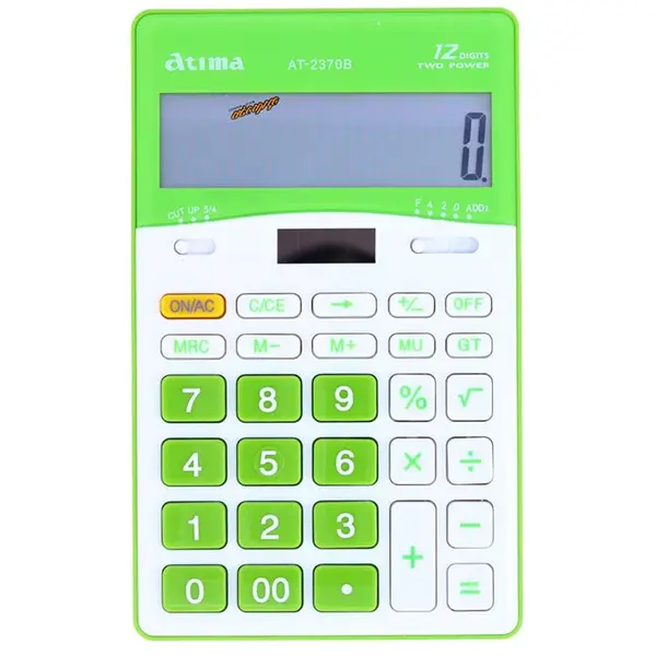 ماشین حساب رومیزی سفید سبز 12 رقمی مدل AT-2370B آتیما ATIMA
